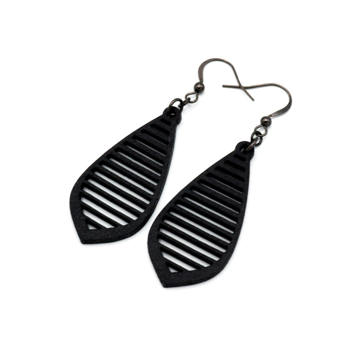 Gem Point 11 [S] // Leather Earrings - Black - LIGHT RAZOR DESIGN STUDIO