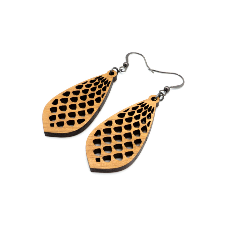 Gem Point 01 [S] // Wood Earrings - Cherry - LIGHT RAZOR DESIGN STUDIO