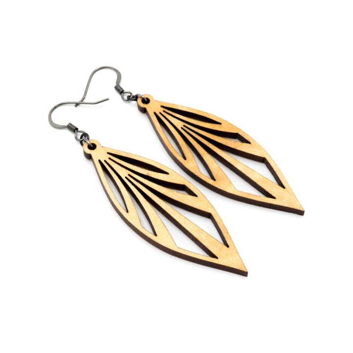 Petal 03 [S] // Wood Earrings - Maple - LIGHT RAZOR DESIGN STUDIO