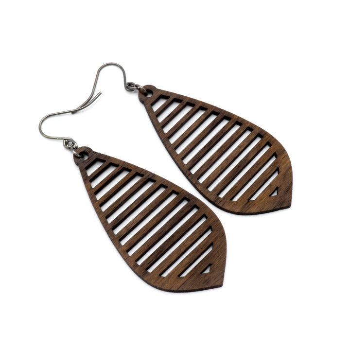 Gem Point 10 [M] // Wood Earrings - Walnut - LIGHT RAZOR DESIGN STUDIO