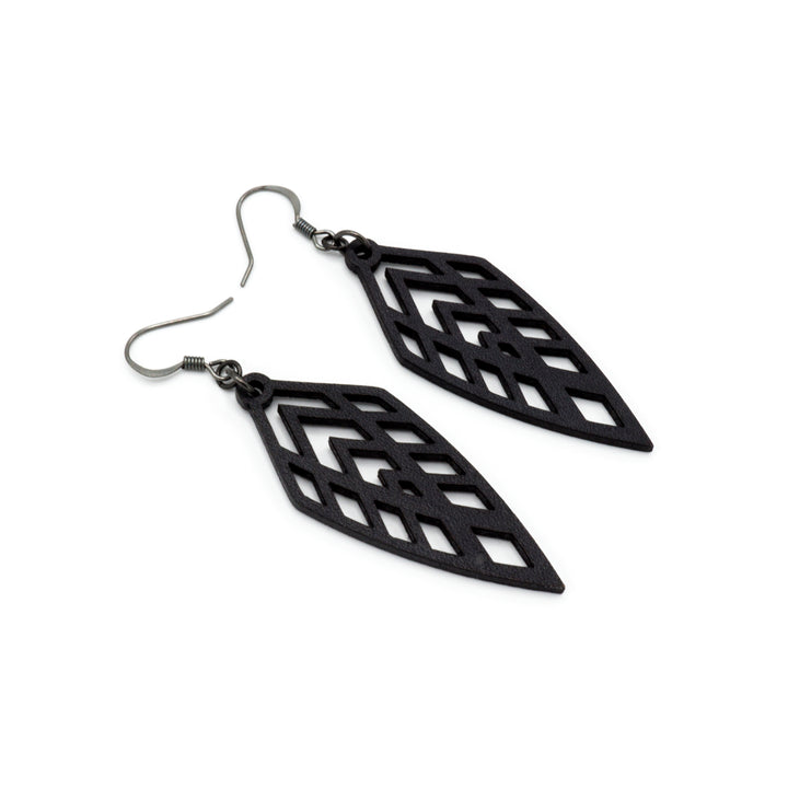 Arrowhead 02 [S] // Leather Earrings - Black - LIGHT RAZOR DESIGN STUDIO