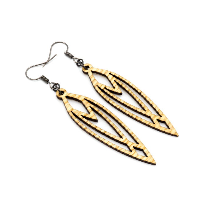 Totem 04 [S] // Wood Earrings - Ash - LIGHT RAZOR DESIGN STUDIO