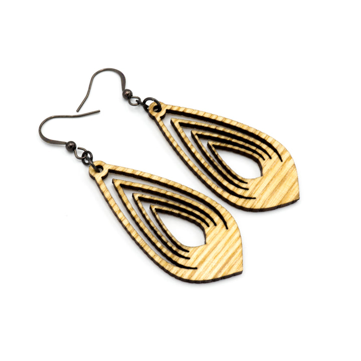 Gem Point 08 [M] // Wood Earrings - Ash - LIGHT RAZOR DESIGN STUDIO