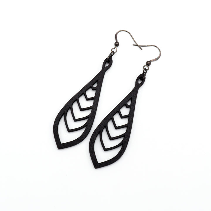 Saturā Variant 03 // Leather Earrings - Black - LIGHT RAZOR DESIGN STUDIO