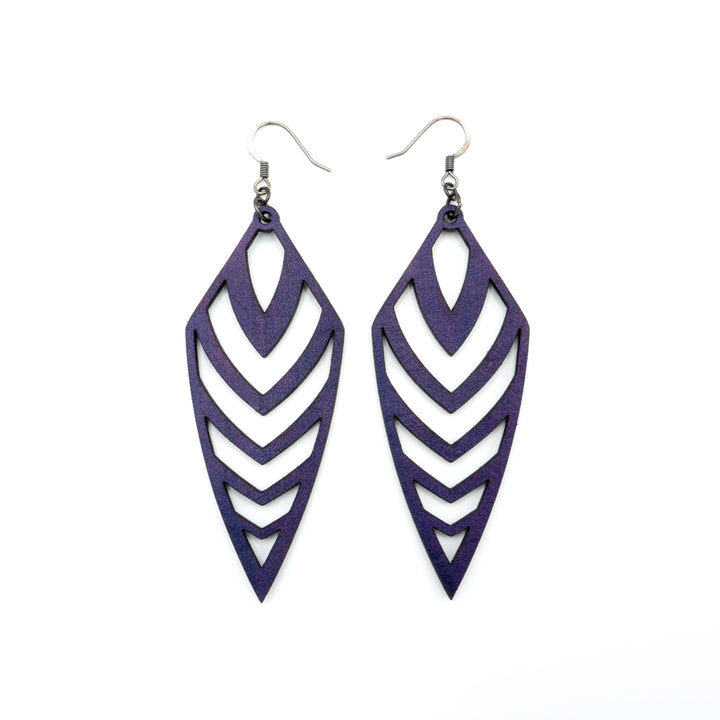 Arrowhead 03 [L] // Leather Earrings - Purple - LIGHT RAZOR DESIGN STUDIO