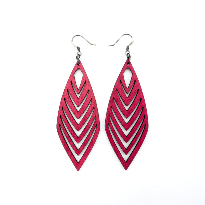 Terrabyte v.18 // Leather Earrings - Fuchsia - LIGHT RAZOR DESIGN STUDIO