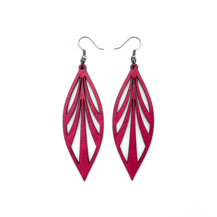 Petal 03 [L] // Leather Earrings - Fuchsia - LIGHT RAZOR DESIGN STUDIO