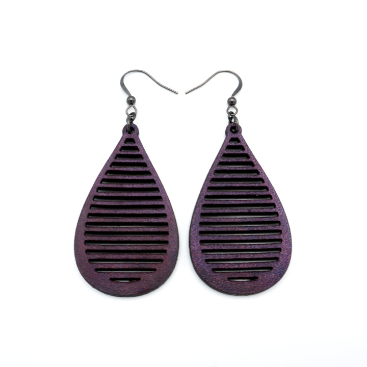 Drop 05 [S] // Leather Earrings - Purple - LIGHT RAZOR DESIGN STUDIO
