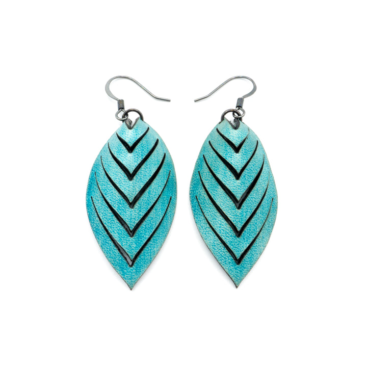Terrabyte 14 [S] // Leather Earrings - Light Turquoise - LIGHT RAZOR DESIGN STUDIO