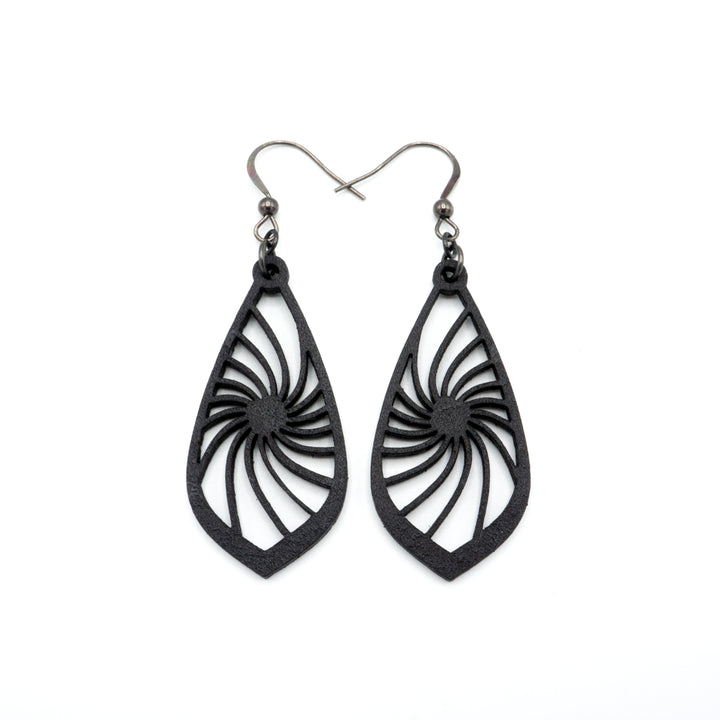 Gem Point 03 [S] // Leather Earrings - Black - LIGHT RAZOR DESIGN STUDIO