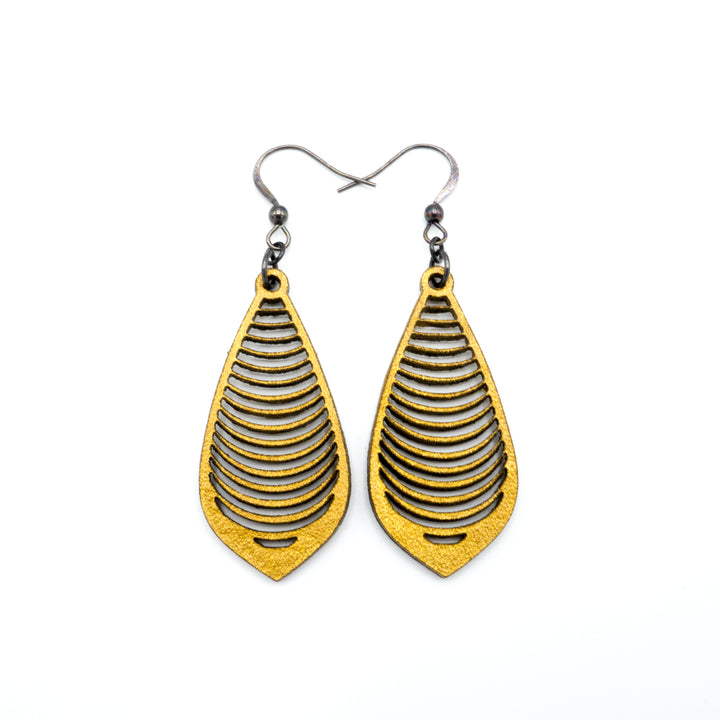 Gem Point 13 [S] // Leather Earrings - Gold - LIGHT RAZOR DESIGN STUDIO