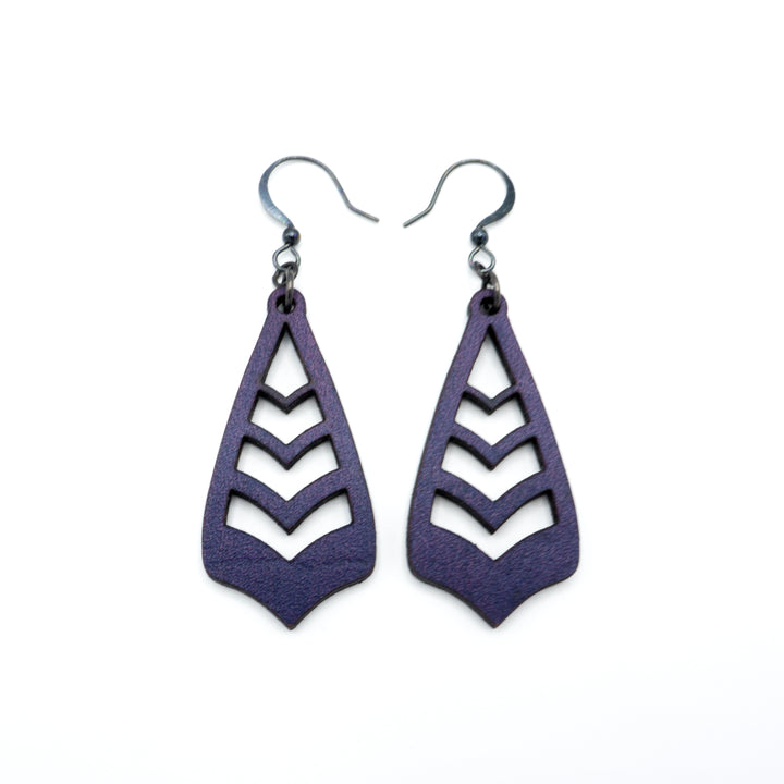 Totem 09 [S] // Leather Earrings - Purple - LIGHT RAZOR DESIGN STUDIO
