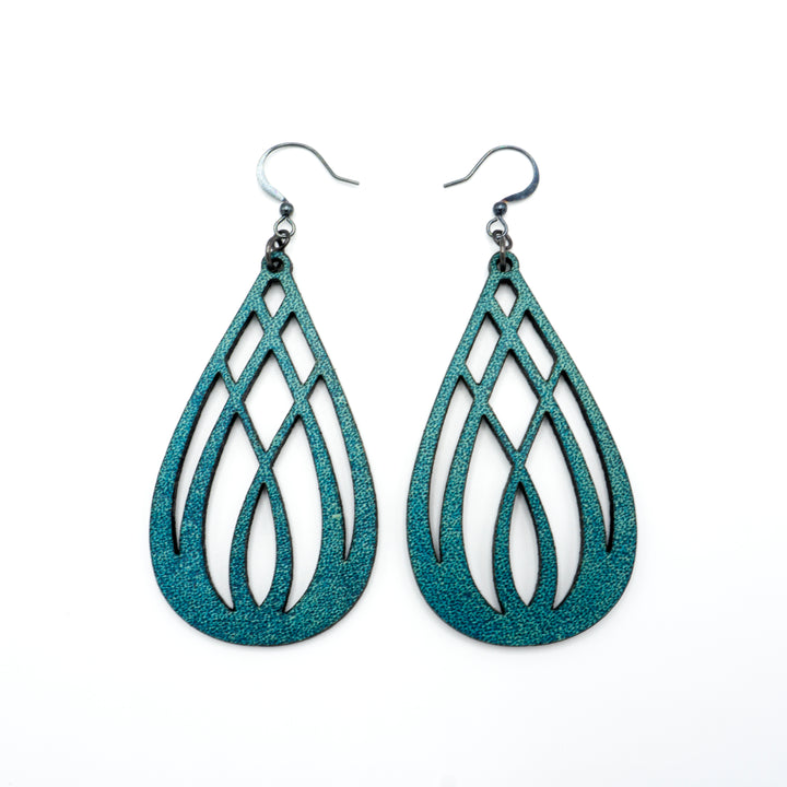 Drop 07 [L] // Leather Earrings - Turquoise - LIGHT RAZOR DESIGN STUDIO