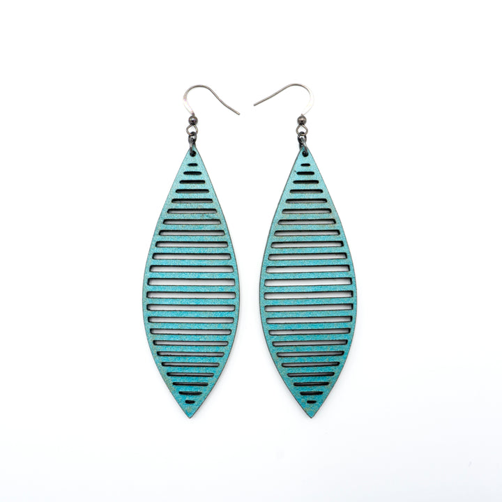 Terrabyte v.11_2 // Leather Earrings - Turquoise Pearl - LIGHT RAZOR DESIGN STUDIO