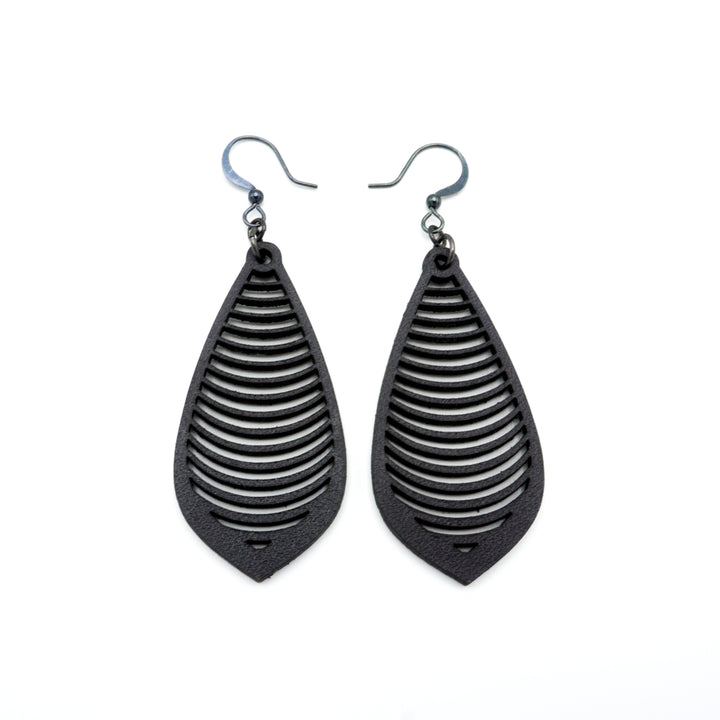 Gem Point 13 [M] // Leather Earrings - Black - LIGHT RAZOR DESIGN STUDIO