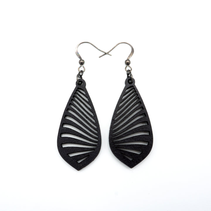 Gem Point 09 [S] // Leather Earrings - Black - LIGHT RAZOR DESIGN STUDIO