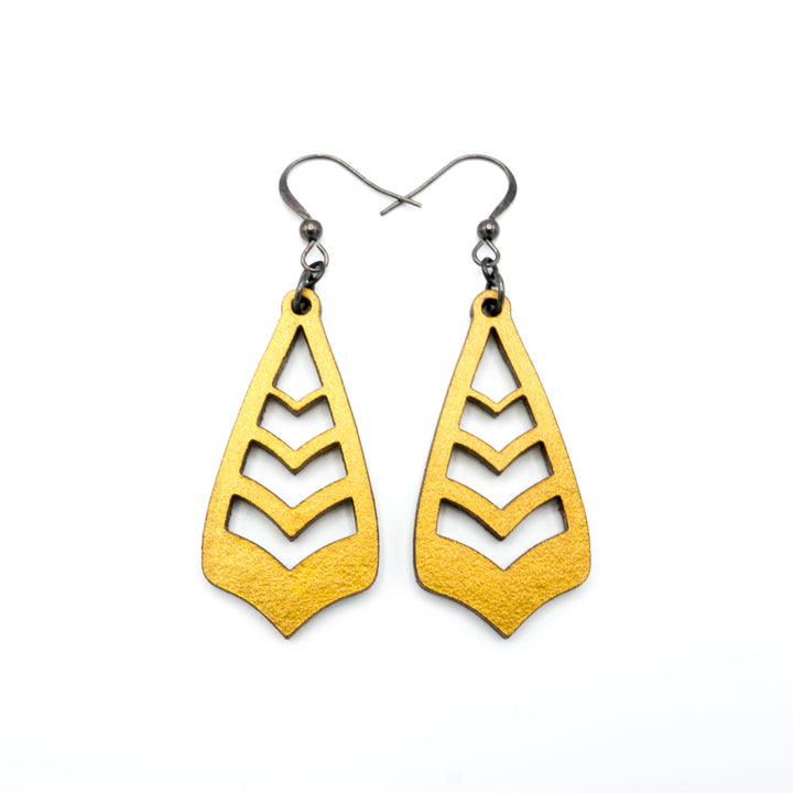 Totem 09 [S] // Leather Earrings - Gold - LIGHT RAZOR DESIGN STUDIO