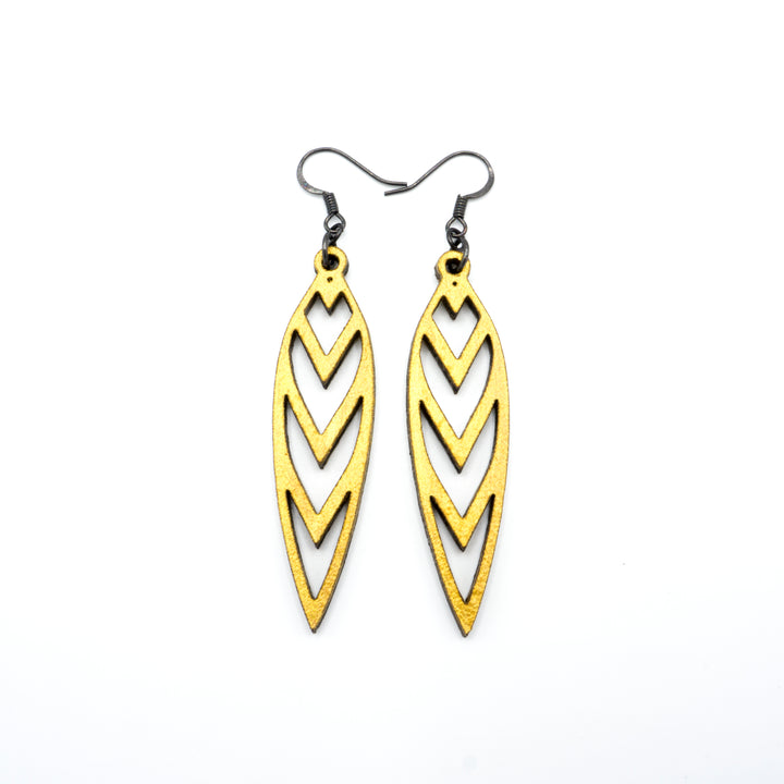 Totem 05 [S] // Leather Earrings - Gold - LIGHT RAZOR DESIGN STUDIO