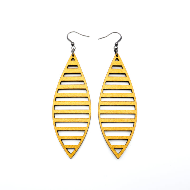 Terrabyte v.11_1 // Leather Earrings - Gold - LIGHT RAZOR DESIGN STUDIO
