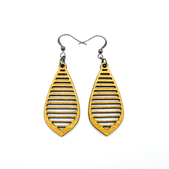 Gem Point 11 [S] // Leather Earrings - Gold - LIGHT RAZOR DESIGN STUDIO