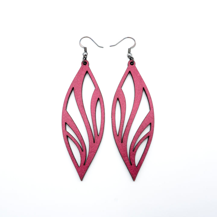 Petal 02 [L] // Leather Earrings - Fuchsia - LIGHT RAZOR DESIGN STUDIO