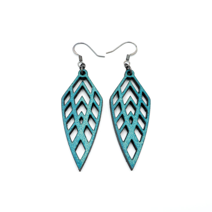 Arrowhead 02 [S] // Leather Earrings - Turquoise - LIGHT RAZOR DESIGN STUDIO