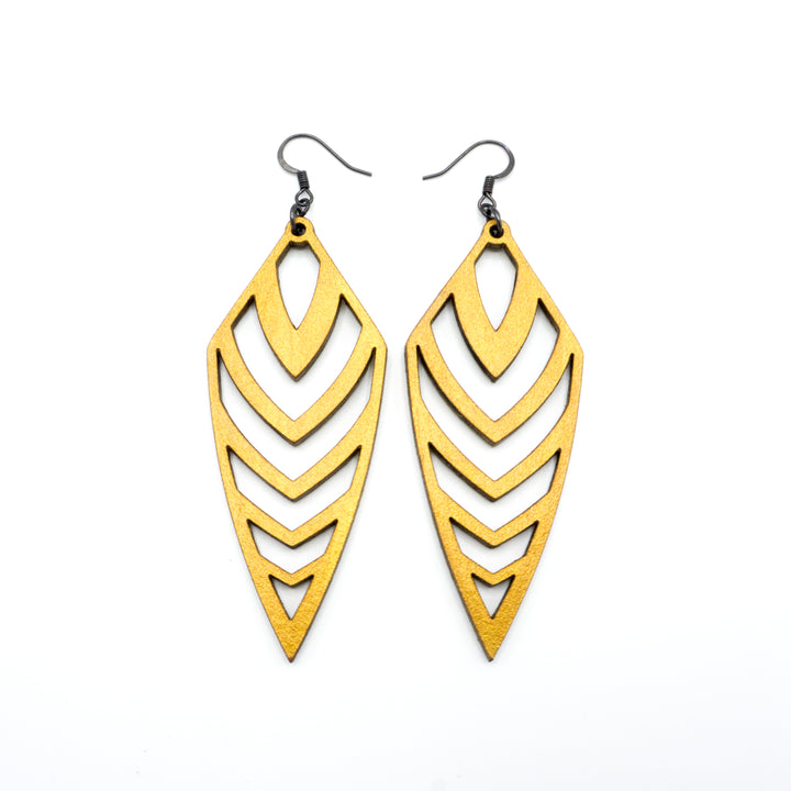 Arrowhead 03 [L] // Leather Earrings - Gold - LIGHT RAZOR DESIGN STUDIO