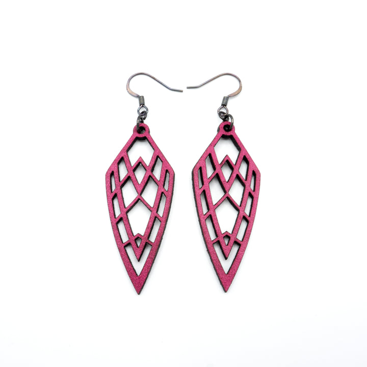 Arrowhead 01 [S] // Leather Earrings - Fuchsia - LIGHT RAZOR DESIGN STUDIO