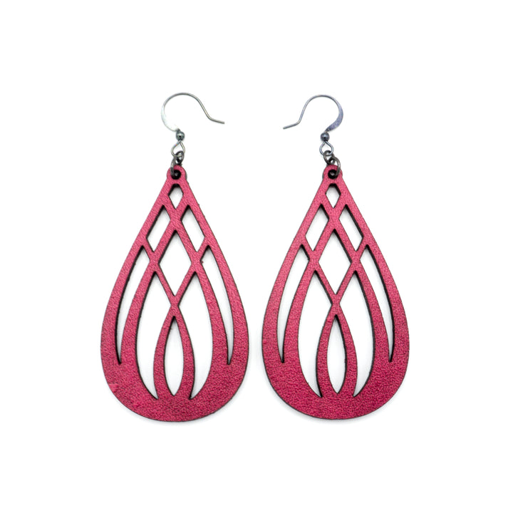 Drop 07 [L] // Leather Earrings - Fuchsia - LIGHT RAZOR DESIGN STUDIO