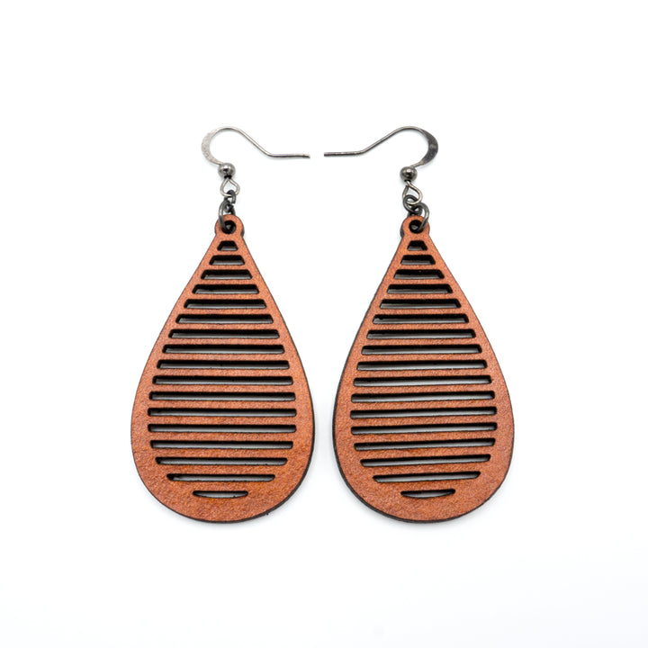 Drop 05 [S] // Leather Earrings - Orange - LIGHT RAZOR DESIGN STUDIO