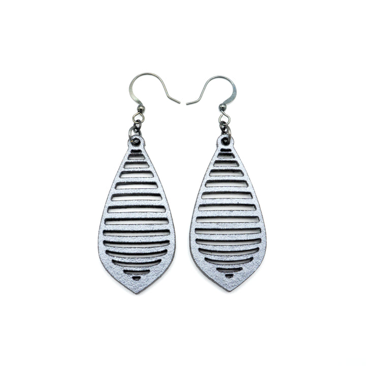 Gem Point 12 [S] // Leather Earrings - Silver - LIGHT RAZOR DESIGN STUDIO