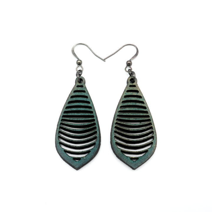 Gem Point 14 [S] // Leather Earrings - Turquoise - LIGHT RAZOR DESIGN STUDIO