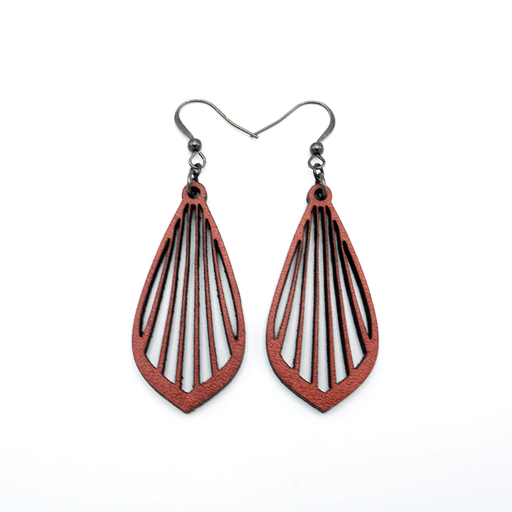 Gem Point 02 [S] // Leather Earrings - Red - LIGHT RAZOR DESIGN STUDIO
