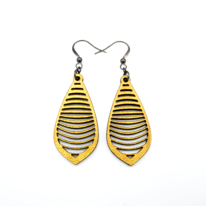 Gem Point 14 [S] // Leather Earrings - Gold - LIGHT RAZOR DESIGN STUDIO