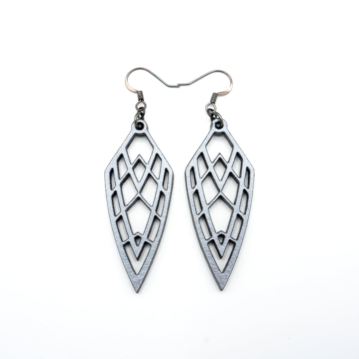 Arrowhead 01 [S] // Leather Earrings - Silver - LIGHT RAZOR DESIGN STUDIO
