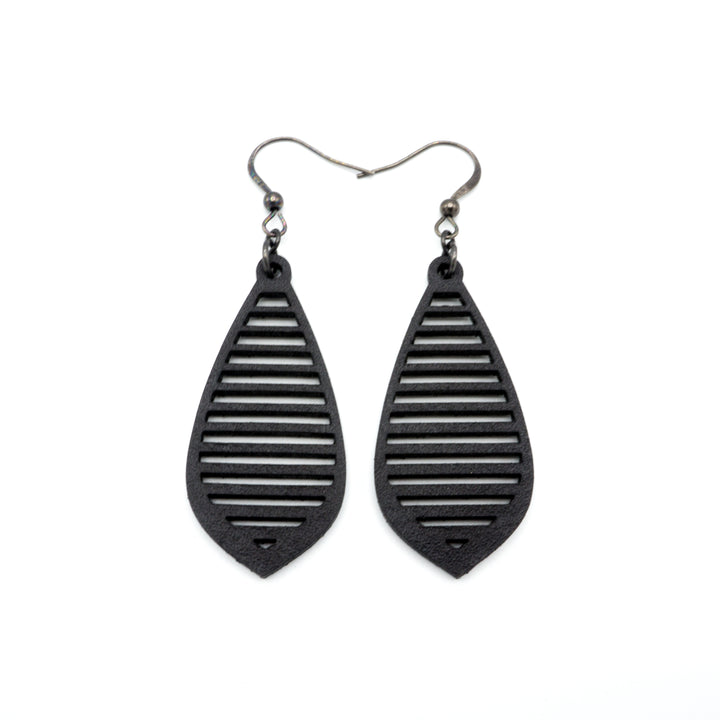 Gem Point 10 [S] // Leather Earrings - Black - LIGHT RAZOR DESIGN STUDIO