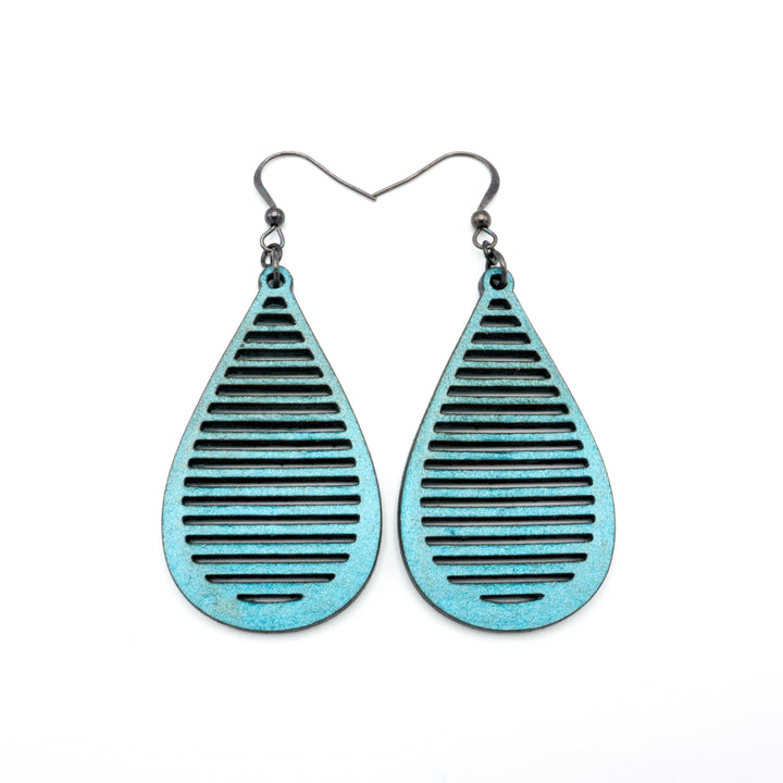 Drop 05 [S] // Leather Earrings - Turquoise Pearl - LIGHT RAZOR DESIGN STUDIO