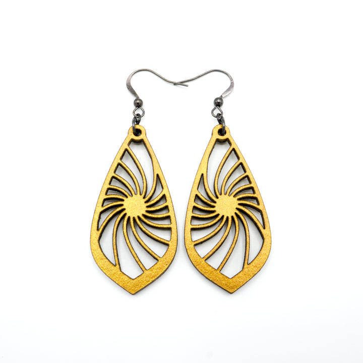 Gem Point 03 [M] // Leather Earrings - Gold - LIGHT RAZOR DESIGN STUDIO