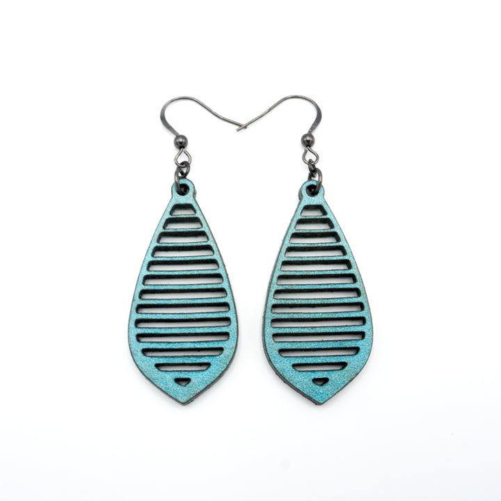 Gem Point 10 [S] // Leather Earrings - Turquoise Pearl - LIGHT RAZOR DESIGN STUDIO