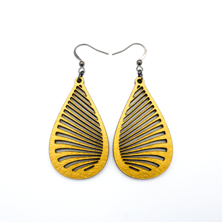 Drop 08 [S] // Leather Earrings - Gold - LIGHT RAZOR DESIGN STUDIO