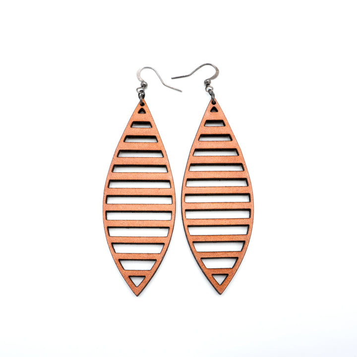 Terrabyte v.11_1 // Leather Earrings - Orange - LIGHT RAZOR DESIGN STUDIO