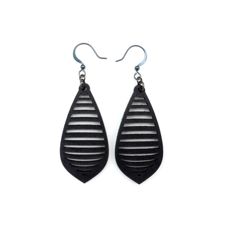Gem Point 12 [M] // Leather Earrings - Black - LIGHT RAZOR DESIGN STUDIO