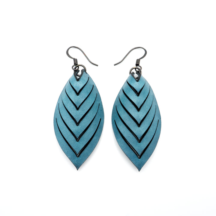 Terrabyte 14 [S] // Leather Earrings - Light Blue - LIGHT RAZOR DESIGN STUDIO