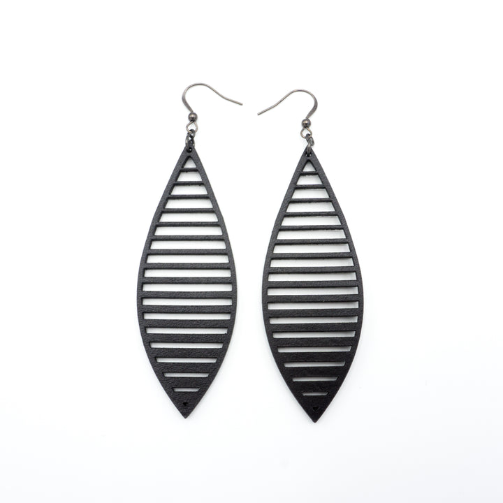 Terrabyte v.11_4 // Leather Earrings - Black - LIGHT RAZOR DESIGN STUDIO