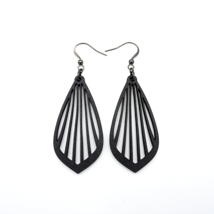 Gem Point 02 [M] // Leather Earrings - Black - LIGHT RAZOR DESIGN STUDIO
