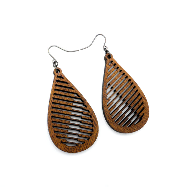 Drop 06 [S] // Wood Earrings - Walnut - LIGHT RAZOR DESIGN STUDIO