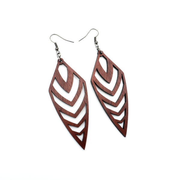 Arrowhead 03 [L] // Wood Earrings - Purpleheart