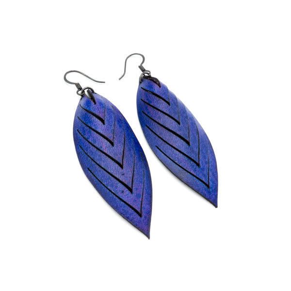 Terrabyte 14 [M] // Leather Earrings - Purple - LIGHT RAZOR DESIGN STUDIO