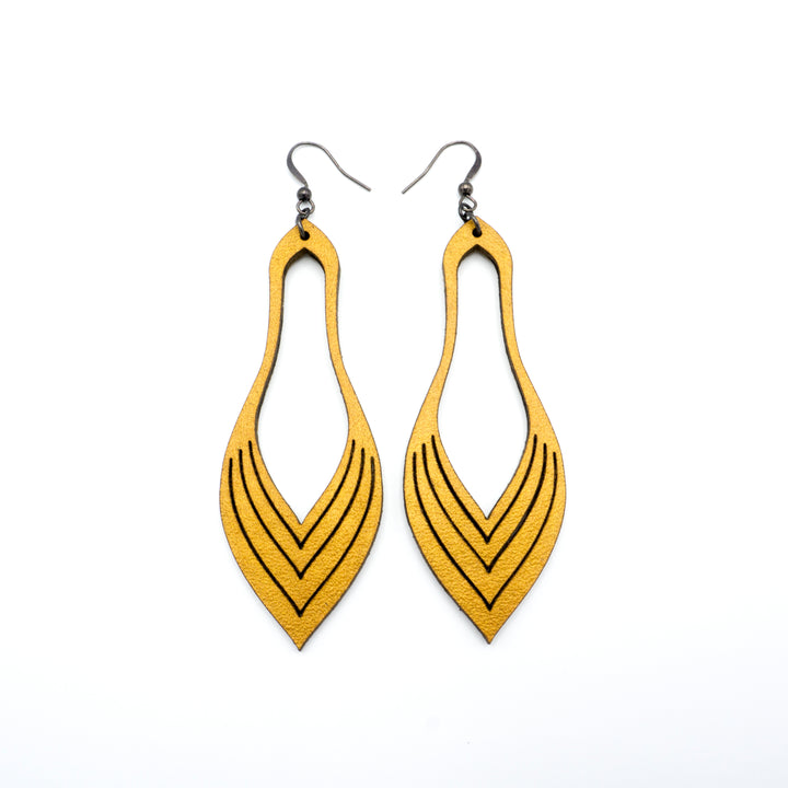 Terrabyte v.02_1 // Leather Earrings - Gold - LIGHT RAZOR DESIGN STUDIO