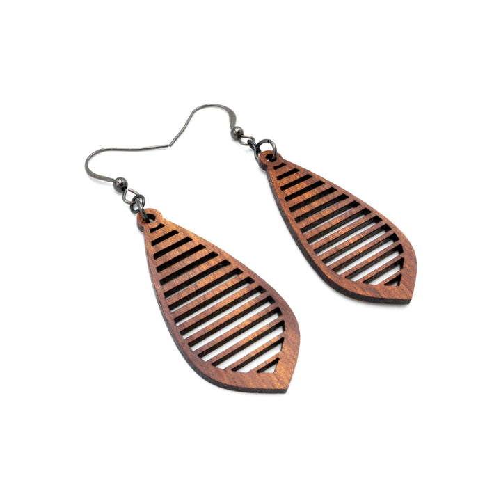 Gem Point 11 [S] // Wood Earrings - Sapele - LIGHT RAZOR DESIGN STUDIO